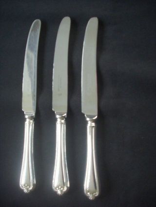 Set Of 3 Vintage Silver Plated Table Knives G.  A.  Baker,  Sheffield 9.  5 "