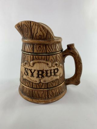 Rare Vintage Treasure Craft Barrel Style Syrup Serving Pitcher ©1957 Usa