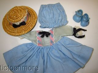 Vintage Vogue Ginny Doll Outfit Dress & Matching Straw Hat Untagged