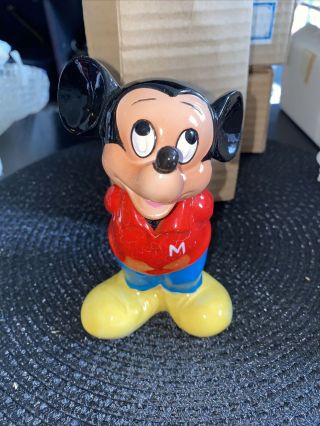 Rare Vintage Mickey Mouse Ceramic Bank Walt Disney Prod.  Japan.
