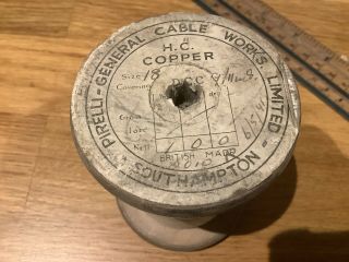 Vintage Pirelli Electrical Cotton Covered Copper Wire On A Reel 3
