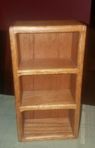 Small Solid Oak Vintage 3 - Tier Shadow Box Wall Shelf