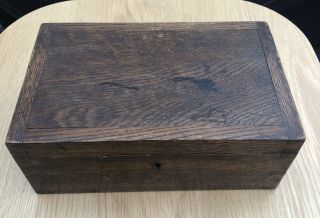 Antique/vintage Oak Wood Box With Dove Tail Joins - Work /sewing For Restoration