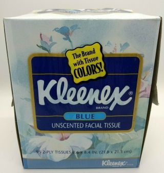 Imperfect Rare Vintage 1996 Kleenex Unscented Tissue 95 2 - Ply Blue Box