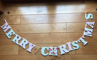 Merry Christmas Fabric Padded Bunting/garland - Vintage Colours