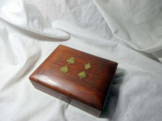 A Vintage Wood And Brass Playing Cards Box