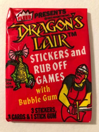 1983 Fleer Dragon’s Lair Card Game Sticker Wax Pack Don Bluth Arcade Rare