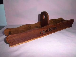 Cracker Tray Antique Vintage Wood Boat With Fold Down Handle Very Unique
