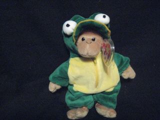 Rare 1995 Ty Beanie Baby Bongo Mwmt With Frog Outfit Cute Plush