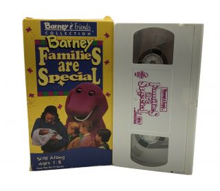 Barney Families Are Special White Vhs Cassette Tape 1995 Barney And Friends Rare