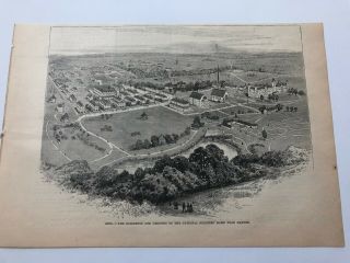1884 Leslie’s Antique Print Aerial View Of Soldiers Home At Dayton Ohio 9920