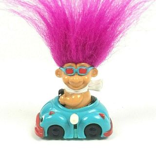 Vintage Russ Troll Doll In Wind Up Car With Purple Hair 2 In B00171