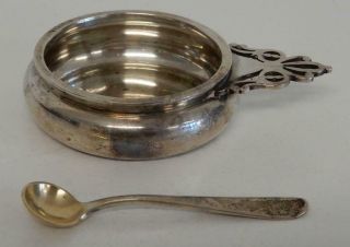 18 - 1900s Sterling Silver Bigelow,  Kennard & Co.  Table Salt W Spoon - Open Handle