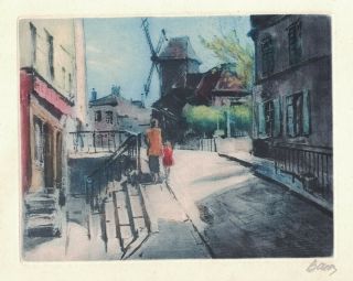 Vintage 1940s Art Print Signed Baion Watercolor Lithographs Paris