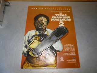Og 1986 Texas Chainsaw Massacre 2 Vhs Promo Video Store Plastic Poster Rare