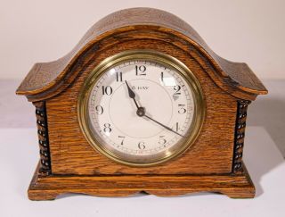Small Oak Wood Case 8 Day Mantle Clock - Read Spares