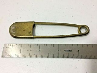 Antique Large Brass Baby Safety Type Pin Brass Coal Miner Id Tool Tag Mining