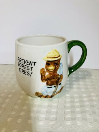 Rare Vtg Smokey The Bear Prevent Forest Fires Ceramic Porcelain 3d Coffee Mug