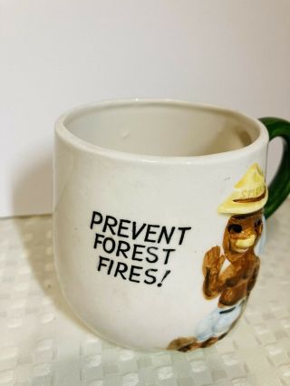 Rare Vtg Smokey the Bear Prevent Forest Fires Ceramic Porcelain 3D Coffee Mug 3