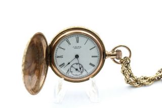 Rare A.  W.  W.  Co Waltham Pocket Watch W/ Chain Grade M Model 1882 - 0 7 Jewel 8925 - 6