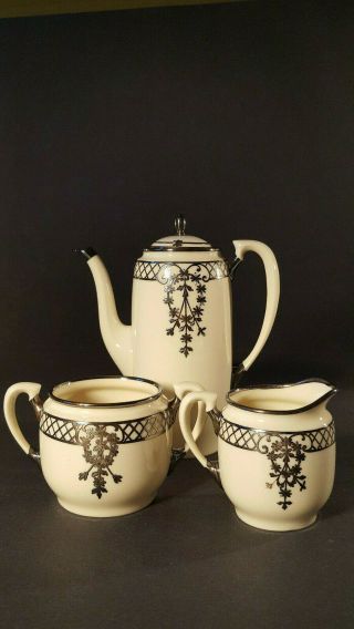 Antique Lenox Belleek Coffee/tea Set - Tea Pot,  Sugar Bowl And Creamer - Rare