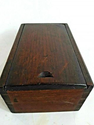 Vintage Wooden Pencil Box With Slide Lid Solid Hard Wood