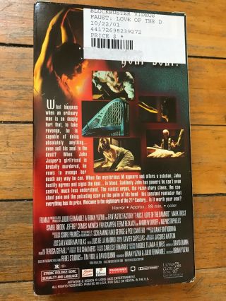 Faust Love Of The Damned VHS Rare Horror Gore Cult Sleaze Lions Gate Slasher Htf 2