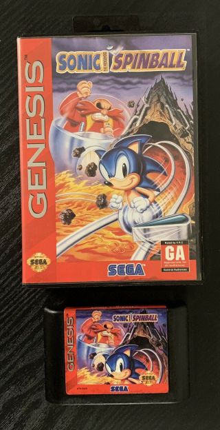 Rare Sonic The Hedgehog Spinball Sega Genesis 1993 Authentic Game W/ Case