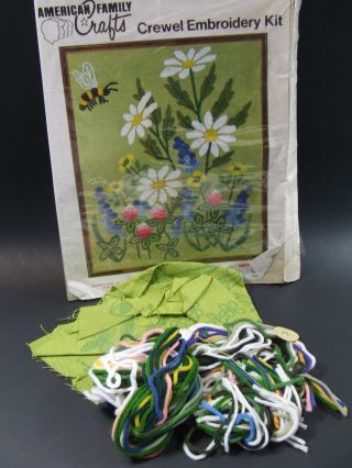 Vintage Crewel Embroidery Kit - Summer Days 11 " X 14 " - American Family Crafts