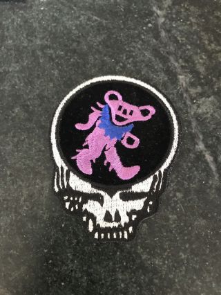 Grateful Dead Patch Rare Vtg 80s 90s 3” Black Logo Bear Jerry Garcia Skull