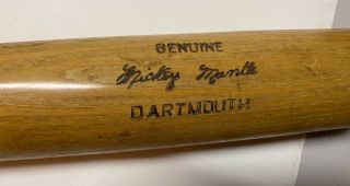 Rare - Mickey Mantle Dartmouth K55 Louisville Slugger 125 Baseball Bat 33” 33oz