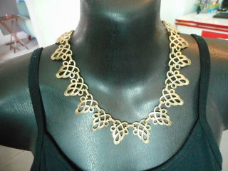 Rare 16 " Stunning Vintage Estate Signed Barclay Gold Plated Collar Bib Necklace