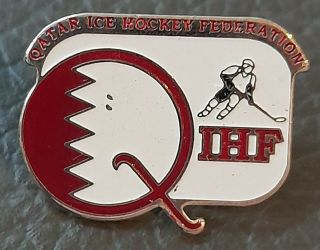 Rare Qatar Ice Hockey Federation Ice Hockey Pin Badge