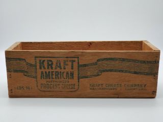 Vintage Wooden Kraft Pasteurized Process American Cheese Box 2 Lbs