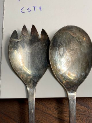 Vintage Silver Plate Italy Serving Salad Spoon & Fork Set 9 1/4 