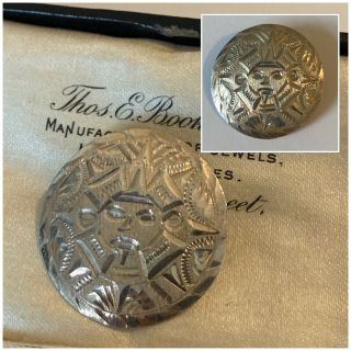 Vintage Jewellery Rare Mexico 925 Sterling Silver Engraved Face Brooch / Pendant