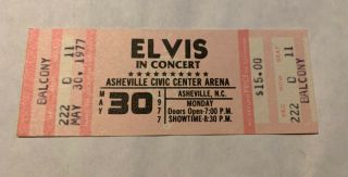 Elvis Presley In Concert Ticket May 30 1977 Rare