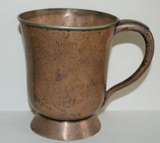 Antique Victorian 1 Pint Copper Tankard By Askew Maker Nottingham - 12cm High