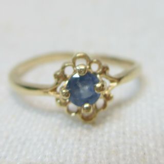 Tiny Antique 10k Gold Ring With Sapphire - 0.  6 Grams - Size 2