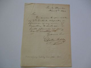 Antique American Document Signed Autograph 19th Century Senator Chester Ashley