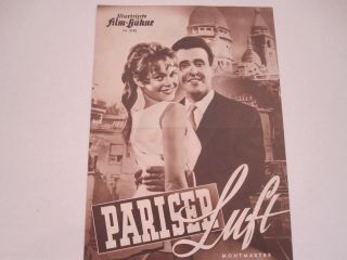Rare German Film Program 1956 Pariser Luft " Naughty Girl " Brigitte Bardot