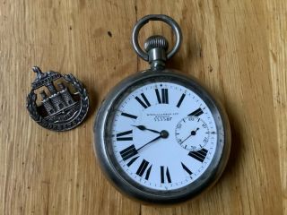 Rare Ww1 Dorsetshire Solid Silver Officers Badge & H.  Williamson Trench Watch
