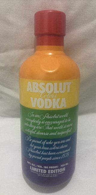 Absolut Vodka Colors Gay Pride Rainbow Limited Edition Outer Skin 750 Ml Rare