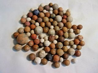 100 Vintage Antique Marbles Handmade Clay Colorful Civil War 2