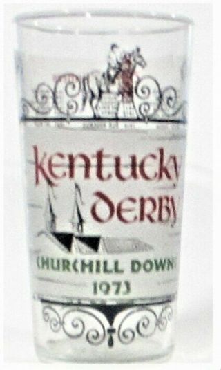 A Very Rare 1973 Kentucky Derby Glass (secretariat) With White Frosting