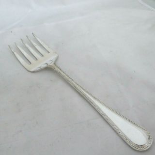 Vintage Epns A1 Silver Plate Large Meat Serving Fork 8.  75 " Bead Pattern Gleaming