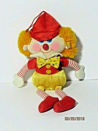 1985 Amtoy Clown Plush American Greetings Red Yellow White Stuffed Toy