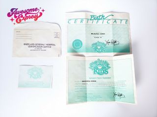 Vintage Cabbage Patch Birth Certificate & Adoption Papers Milburga Sonia