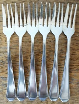 Stunning 1920 - 30s Art Deco Lutz & Weiss Set Of 6 Silver Plated Cake Pastry Forks
