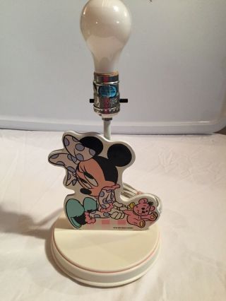 Euc Rare Disney Minnie Mouse Baby/toddler Plastic Table Lamp Great No Shad